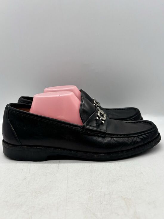Salvatore Ferragamo Black Leather Horsebit Loafers Mens US Size 10.5 D main image 10